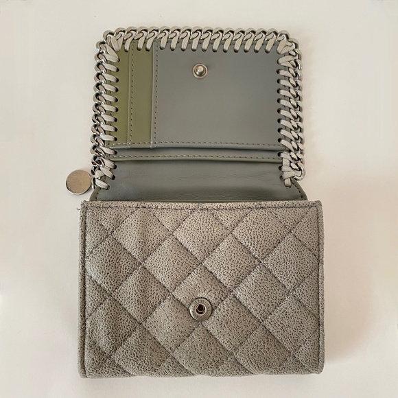 Stella McCartney Falabella Quilted Wallet Gray Compact Bifold - Picture 3 of 12